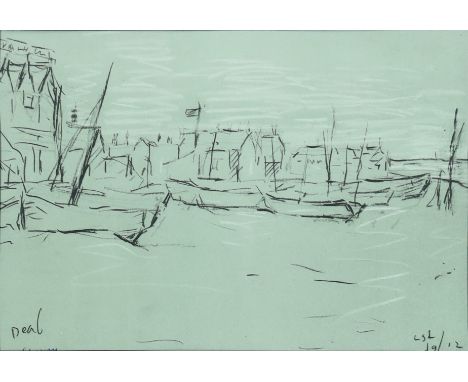 Laurence Stephen Lowry RBA RA,British 1887-1976, Deal, 1973; offset lithograph on wove, signed in blue biro, signed, dated an