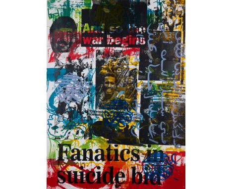 Kunle Adegborioye,&nbsp;Nigerian b.1966-&nbsp;Untitled, 2004;&nbsp;mixed media print on wove,&nbsp;&nbsp;signed and dated in 