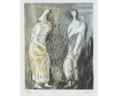 Henry Moore OM CH FBA,  British 1898-1986-Man and Woman, 1984;lithograph in colours on paper,  signed in pencil and numbered 