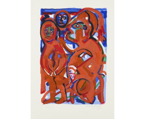 Herbert Gentry,  American 1919-2003,   Friends, 1989;   lithograph in colours on wove,  signed and inscribed A/P. 11 in penci