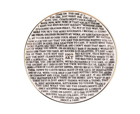Grayson Perry CBE RA,  British, b.1960- 100% Art plate, 2020;porcelain plate,  designed for the Holbourne Museum in collabora