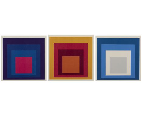 Josef Albers, German/American 1888-1976,Homage to the Square (Blue with Grey Square); Homage to the Square (Purple with Pink 