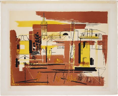 John Piper CH,&nbsp;British 1903-1992,&nbsp;Ile-d'Elle [Levinson 110], 1958;&nbsp;lithograph in colours on wove,&nbsp;signed 