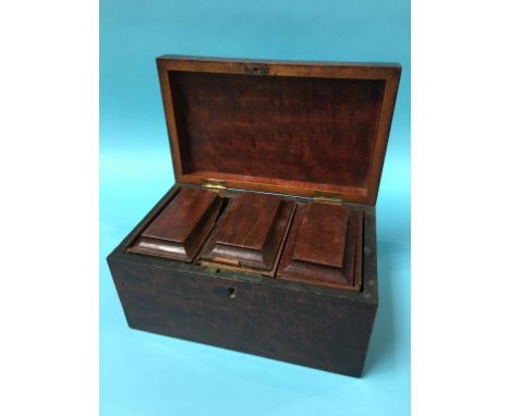 A Georgian mahogany two division tea caddy