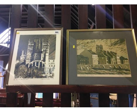Norman Wade Limited edition print, 142/150, Durham the West front and R. Howard print, 'Hartlepool Town Hall'