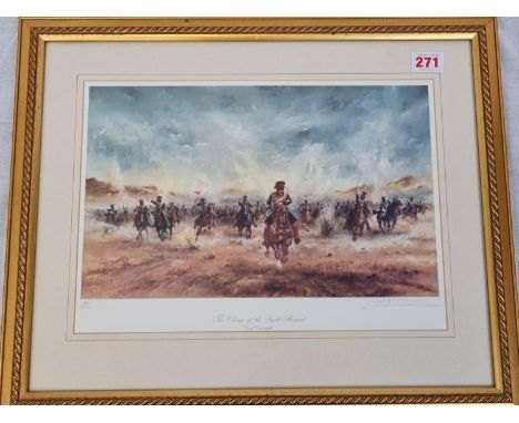 Royal Doulton limited edition F&amp;G coloured print "The Charge of the Light Brigade" by David Cartwright (48/850), 56x46cm