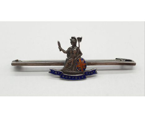 Vintage Silver Norfolk Regiment Sweetheart Brooch. Exceptional Condition. Red and Blue Enamel work perfect. Rare Example.
