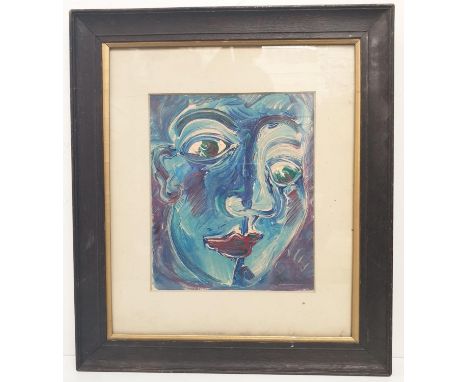 A vintage abstract oil portrait Cubism styled in original frame. 46cm x 53cm. 