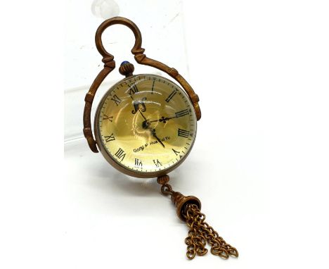 Chinese vintage brass pocket ball clock exhibition back (manual wind) 
