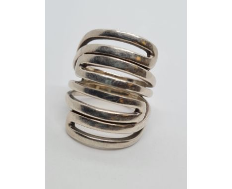 Large Silver lattice ring, weight 9g and size K 