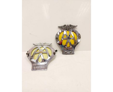 1 vintage &amp; 1 possibly antique AA, The Automobile Association member badges. 