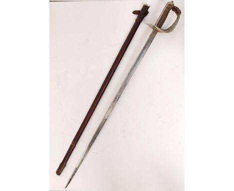 An antique circa 1910's infantry officer's sword complete with original field service leather scabbard, star of David design 