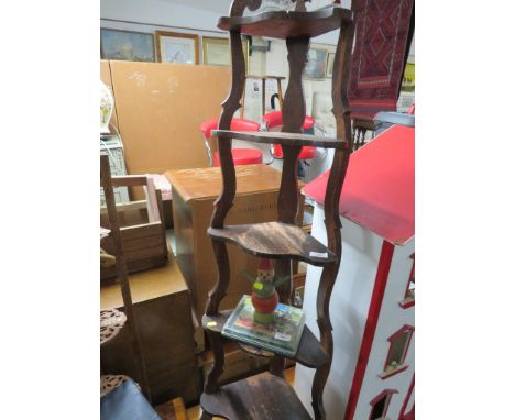 STAINED WOODEN FIVE-TIER CORNER SHELF