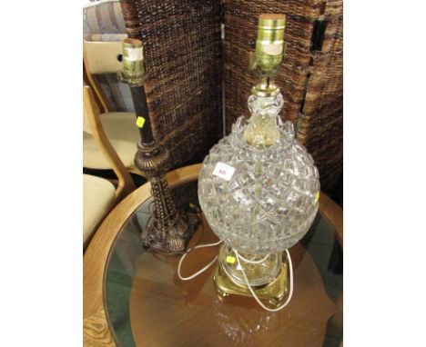 GLASS BODIED TABLE LAMP AND CAST METAL TABLE LAMP (BOTH NEED REWIRES)