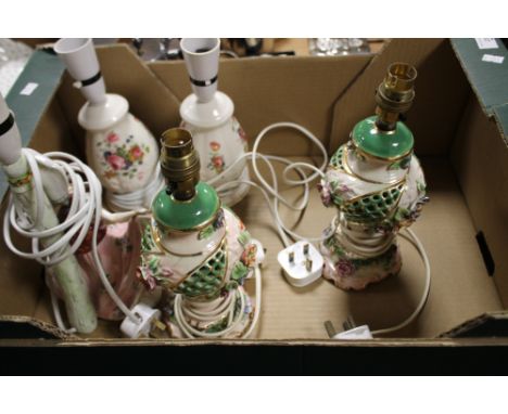 FIVE CERAMIC LAMP BASES