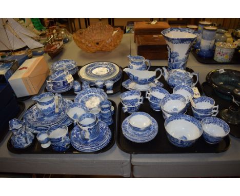Copeland Spode blue and white 'Italian' pattern tea and dinner ware, to include: tea cups; saucers; teapot; cream jug; sauce 