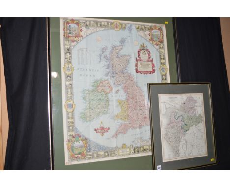 A colour lithograph - "The British Isles: England, Scotland, Ireland and Wales", dated April 1949 for The National Geographic