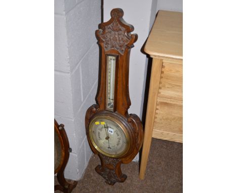 Mahogany framed aneroid barometer, in banjo pattern case.