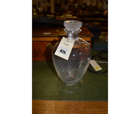 Rene Lalique glass ovoid decanter etched "R. Lalique France" to base with flattened stopper, 22cms high.