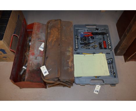 Three boxes of tools, to include: spanners; screwdrivers; pliers; and other items.