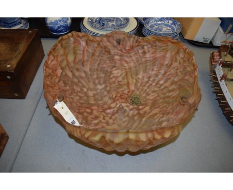 A large early 20th Century mottled glass lamp shade.