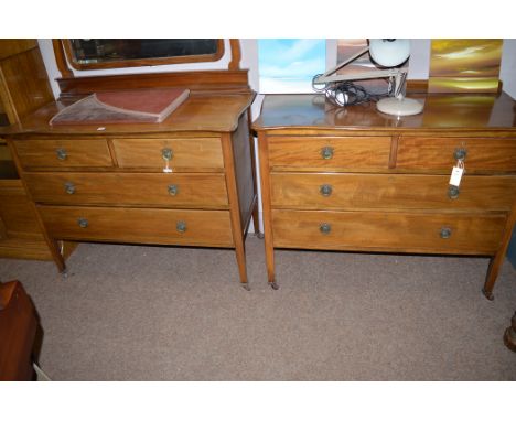 Light mahogany dressing table with two short and two long drawers together with a matching dressing chest, each 107cms wide.