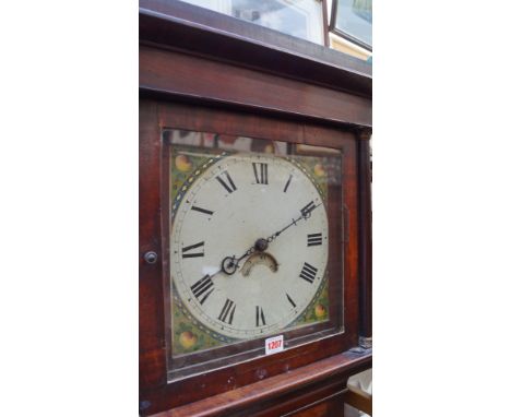 A 19th century mahogany 30hr longcase clock, with square painted dial and bell striking movement, 192cm high, with weight and