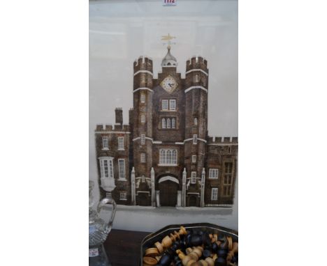 David Gentleman, St James Palace, signed in pencil and numbered 61/195, colour print, 63 x 51cm.