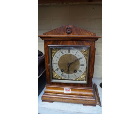 An early 20th century, 18th century style, walnut mantel clock, the movement signed 'Lenzkirch', 34cm high.