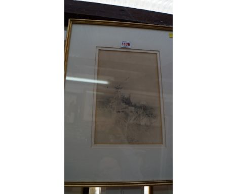 G W Shepherd, a tree trunk, indistinctly signed and dated 1844, pencil, 21 x 30.5cm; together with Herbert Railton, 'Sundial 