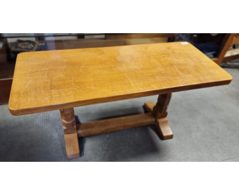 Mouseman Robert Thompson Yorkshire Oak Coffee Table - in VGC and likely a late 1960's-70's example - 91x37x45cm