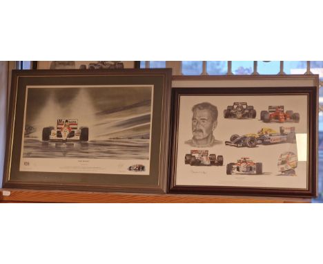 Formula One F1 Motor Racing Ayrton Senna &amp; Nigel Mansell Pair of Signed Framed Prints - Sporting Interest