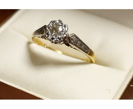 18ct Gold, Diamond &amp; Platinum Engagement Ring - size K &amp; 2.4g