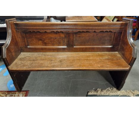 Antique Oak Settle Pew Bench - 141x54x87cm