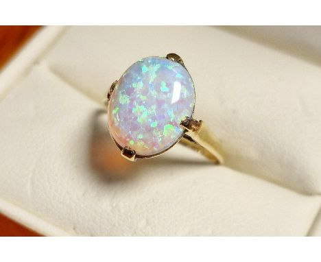 9ct Gold &amp; Opal Dress Ring, size H+0.5