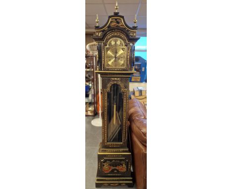 Chinese Chinoiserie Lacquered Grandfather Clock - 207cm high - in VGC