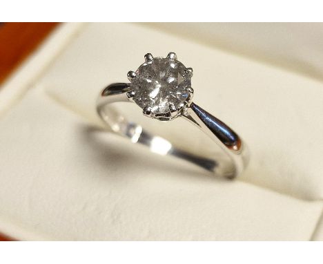 18ct White Gold &amp; Diamond Solitaire Engagement Ring - size M+0.5 with a 0.9ct stone, just under 1ct &amp; 3.05g