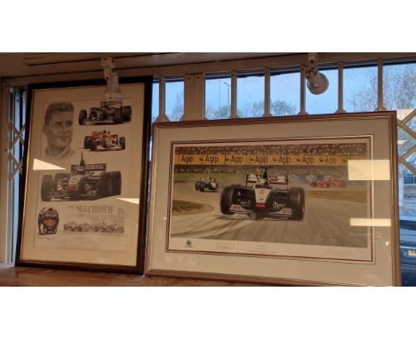 F1 Formula One Motor Racing David Coulthard Pair of Signed Framed Prints - Sporting Interest