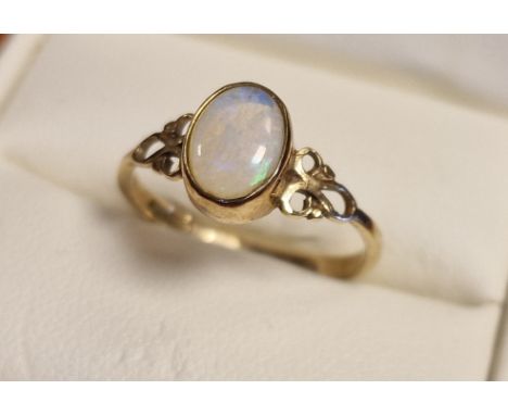 9ct Gold &amp; Opal Dress Ring, size O