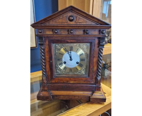 Antique German Walnut Cased Mantel Clock - 39.5cm high