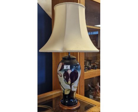 Moorcroft Purple Magnolia Baluster Lamp - 66cm high inc shade
