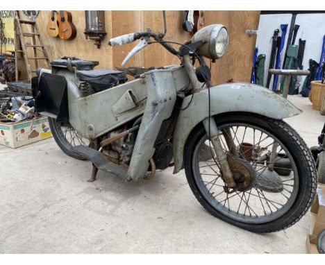 A VINTAGE VELOCETTE LE 200 MOTORBIKE BELIEVED FIRST REGISTERED IN 1951 REGISTERED ON A V5 WITH A REGISTRATION NNW144A 