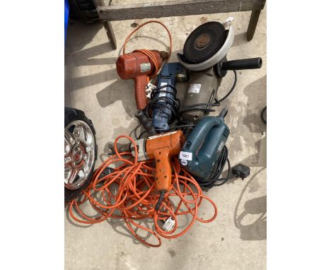 A GROUP OF POWER TOOLS, ANGLE GRINDER, DRILL ETC 