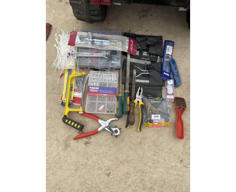 A COLLECTION OF TOOLS, SCREWS, PLANES ETC 