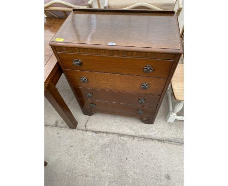 A MID 20TH CENTURY OAK LEBUS CHEST OF FOUR DRAWERS, 30" WIDE 