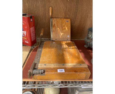TWO VINTAGE WOODEN GILOTINES 