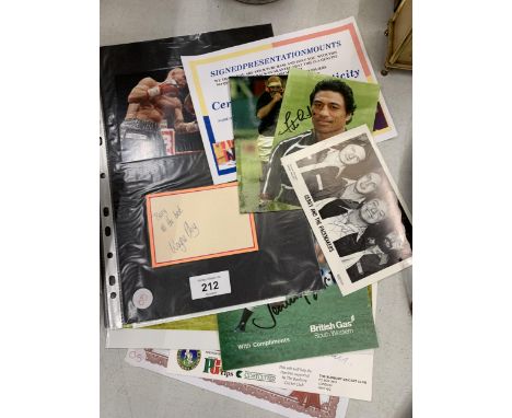 A SIGNED PHOTO OF CHAMPION BOXER WAYNE BLOY WITH CERTIFICATE OF AUTHENTICITY, AND RUGBY UNION PLAYERS FILO TIATIA AND ADRIAAN