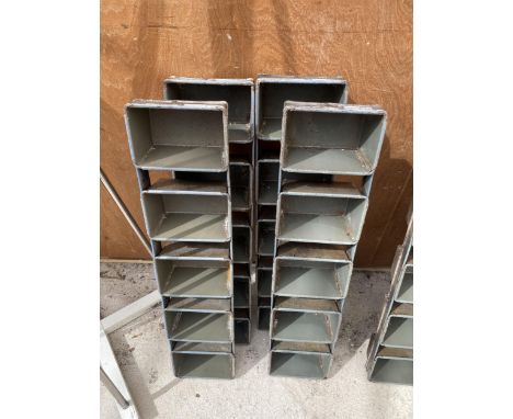 FOUR VINTAGE METAL FIVE SECTION TRAY PLANTERS 