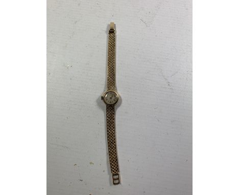 A 9 CARAT GOLD ROTARY WRIST WATCH WITH 9 CARAT GOLD STRAP - WEIGHT EXCLUDING MOVEMENT 19 GRAMS 