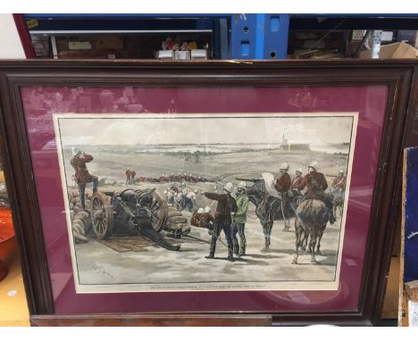 A FRAMED ARMY PRINT 'THE WAR IN EGYPT: ARABI'S POSITION AT KAFR-DOWAR FROM THE ENGLISH LINES AT RAMLEH 